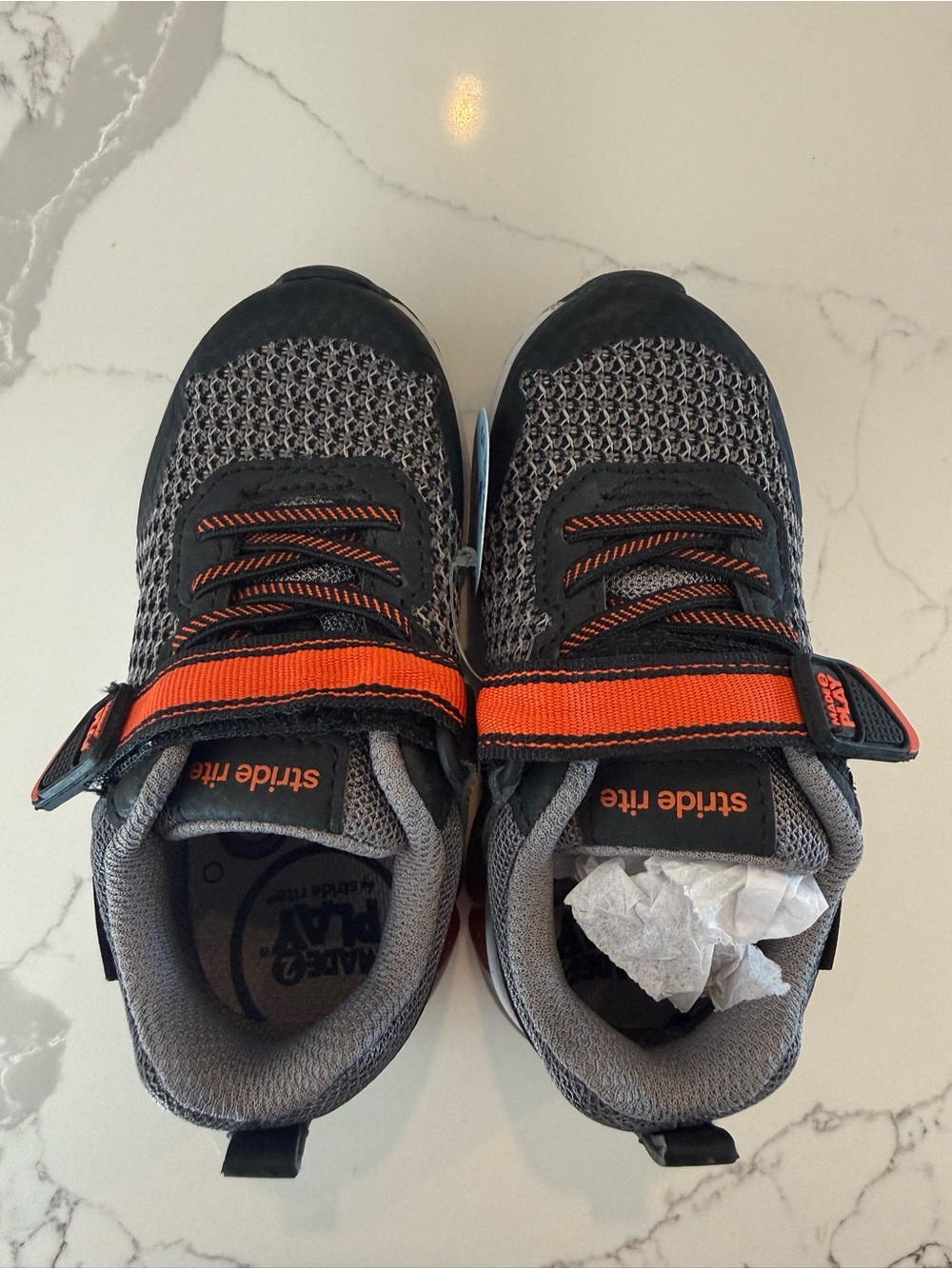 Stride Rite Gray and Orange Boys' Athletic Sneakers